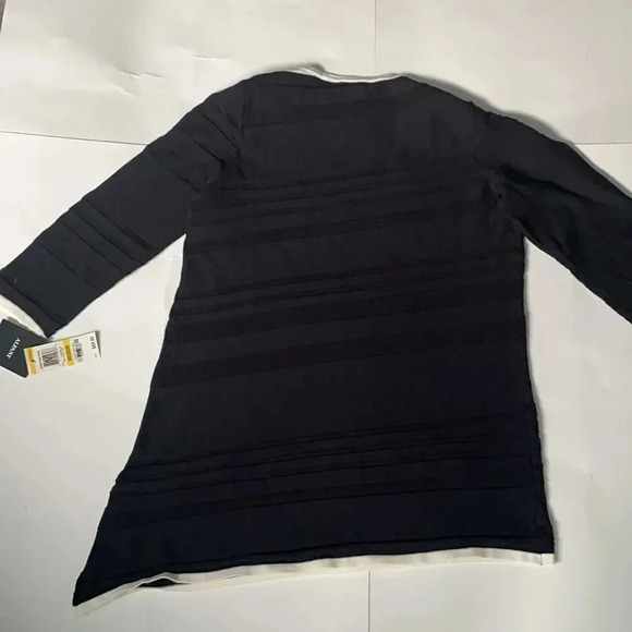 Alfani black sweater Asymmetrical hem Boat neck 3/4 sleeves Women's Size M NWT - Picture 7 of 9